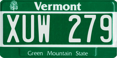 VT license plate XUW279
