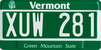 VT license plate XUW281