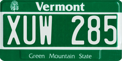 VT license plate XUW285