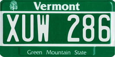 VT license plate XUW286
