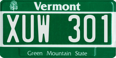 VT license plate XUW301