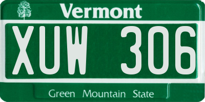 VT license plate XUW306