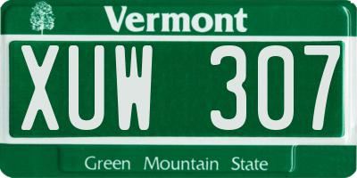 VT license plate XUW307