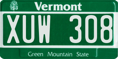 VT license plate XUW308