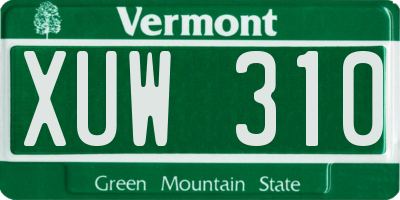 VT license plate XUW310