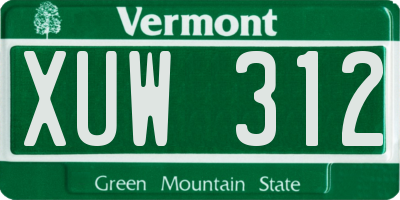 VT license plate XUW312
