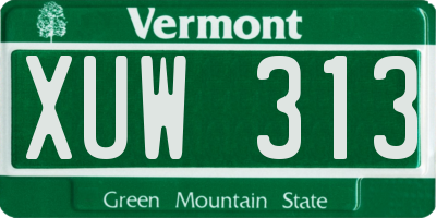 VT license plate XUW313