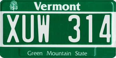 VT license plate XUW314