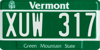 VT license plate XUW317