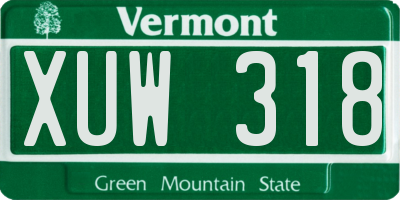 VT license plate XUW318