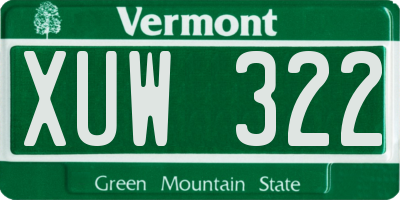VT license plate XUW322