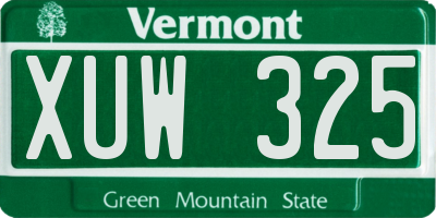 VT license plate XUW325