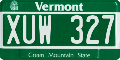 VT license plate XUW327