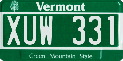 VT license plate XUW331