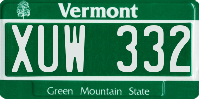 VT license plate XUW332