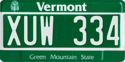VT license plate XUW334