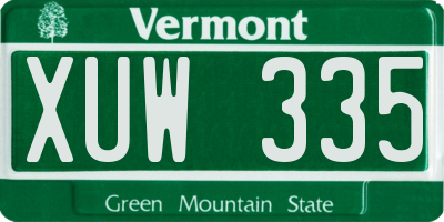 VT license plate XUW335