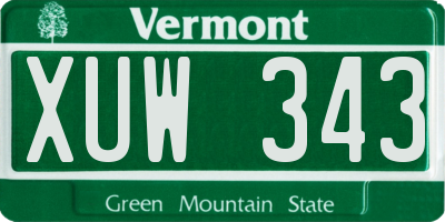 VT license plate XUW343