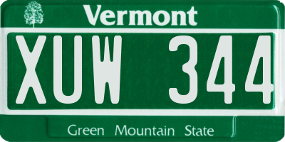 VT license plate XUW344