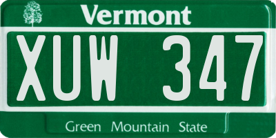 VT license plate XUW347