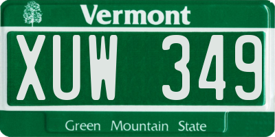 VT license plate XUW349