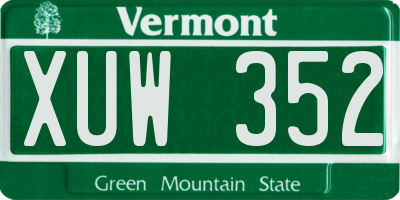 VT license plate XUW352