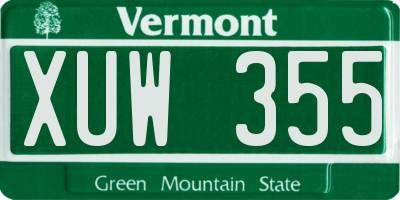 VT license plate XUW355