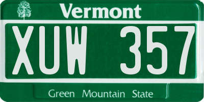 VT license plate XUW357