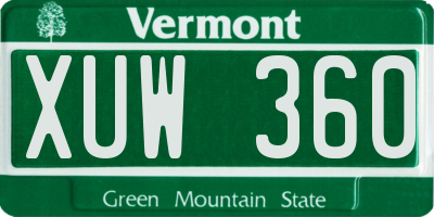 VT license plate XUW360