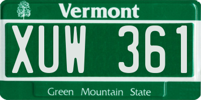 VT license plate XUW361