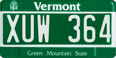 VT license plate XUW364