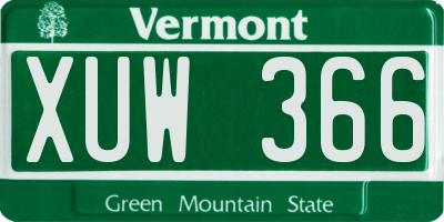 VT license plate XUW366