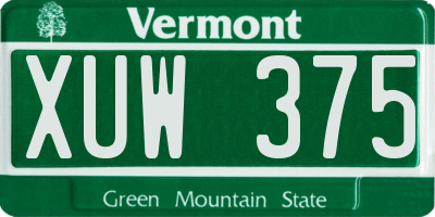 VT license plate XUW375