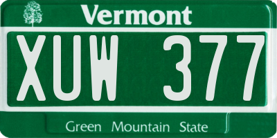 VT license plate XUW377