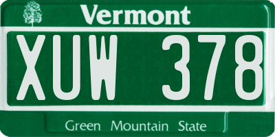 VT license plate XUW378