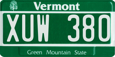 VT license plate XUW380