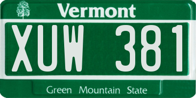 VT license plate XUW381