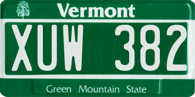VT license plate XUW382