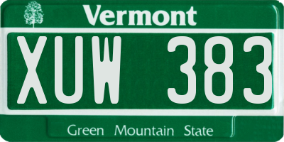 VT license plate XUW383