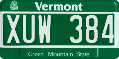 VT license plate XUW384