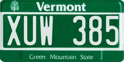 VT license plate XUW385