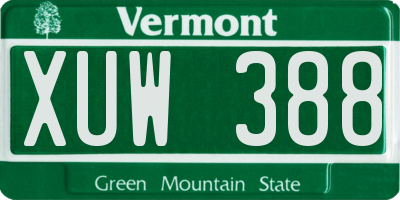 VT license plate XUW388