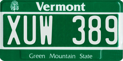 VT license plate XUW389