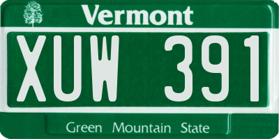 VT license plate XUW391