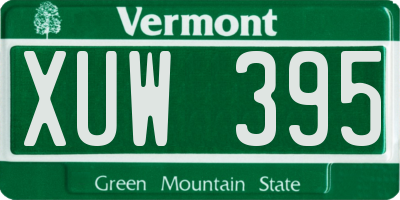 VT license plate XUW395