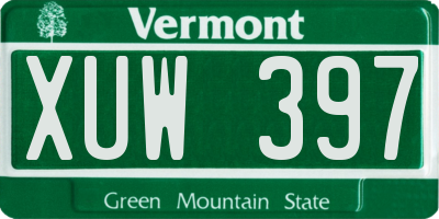VT license plate XUW397