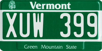 VT license plate XUW399