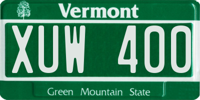 VT license plate XUW400