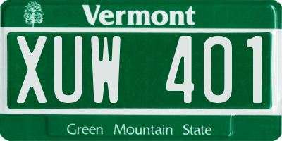 VT license plate XUW401