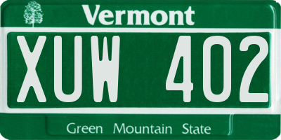 VT license plate XUW402